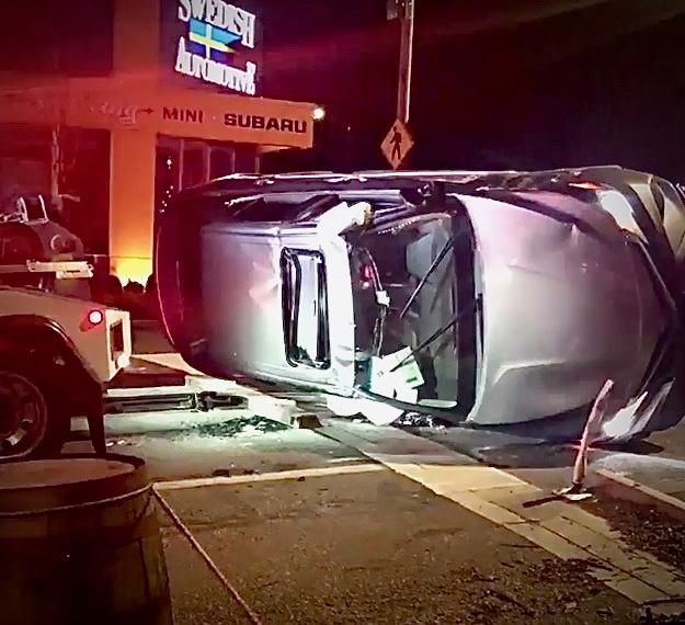 Car flips on 35th and Kenyon; No one hurt Westside Seattle